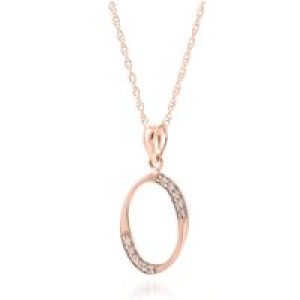 Letter O Diamond Classic Initial Pendant Necklace in 9ct Rose Gold