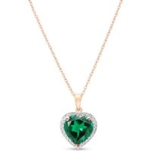 Emerald & Diamond Melody Signature Halo Pendant Necklace in 9ct Rose Gold
