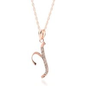 Letter Y Diamond Classic Initial Pendant Necklace in 9ct Rose Gold
