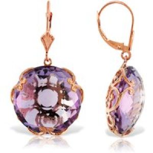 Amethyst Maeve Ornate Chequer Drop Earrings in 9ct Rose Gold