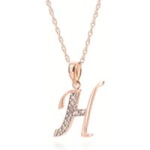 Letter H Diamond Classic Initial Pendant Necklace in 9ct Rose Gold