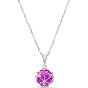 Pink Topaz Loretta Detailed Pendant Necklace in 9ct White Gold
