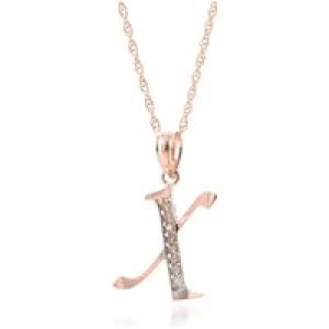 Letter X Diamond Classic Initial Pendant Necklace in 9ct Rose Gold