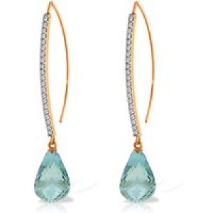 Blue Topaz & Diamond Regina Embellished Drop Earrings in 9ct Rose Gold