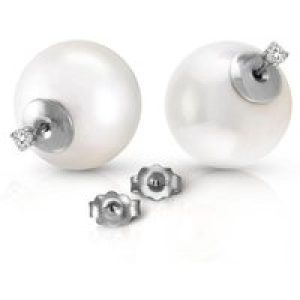 Pearl & Diamond Isla Statement Stud Earrings in 9ct White Gold
