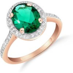 Emerald & Diamond Eve Statement Halo Engagement Ring in 18ct Rose Gold