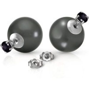 Black Pearl & Black Diamond Isla Statement Stud Earrings in 9ct White Gold