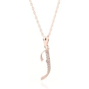 Letter J Diamond Classic Initial Pendant Necklace in 9ct Rose Gold
