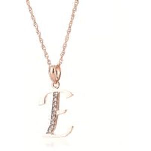 Letter E Diamond Classic Initial Pendant Necklace in 9ct Rose Gold