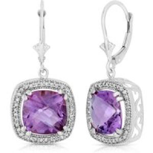 Amethyst & Diamond Imogen Statement Halo Earrings in 9ct White Gold