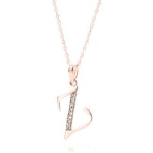 Letter Z Diamond Classic Initial Pendant Necklace in 9ct Rose Gold