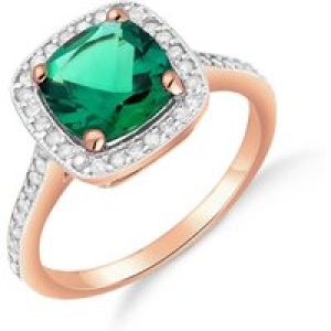Emerald & Diamond Lilla Statement Halo Ring in 18ct Rose Gold