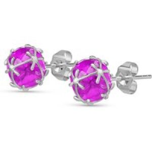 Pink Topaz Loretta Detailed Stud Earrings in 9ct White Gold