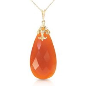 Red Chalcedony Susannah Signature Filigree Drop Pendant Necklace in 9ct Gold