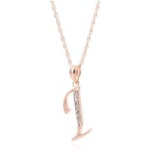 Letter I Diamond Classic Initial Pendant Necklace in 9ct Rose Gold