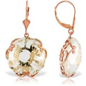 White Topaz Maeve Ornate Chequer Drop Earrings in 9ct Rose Gold