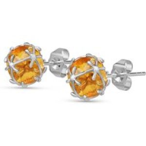 Citrine Loretta Detailed Stud Earrings in 9ct White Gold
