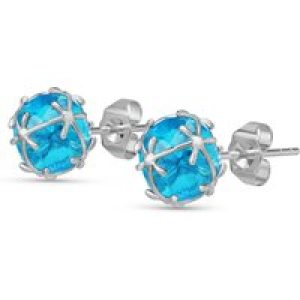 Blue Topaz Loretta Detailed Stud Earrings in 9ct White Gold