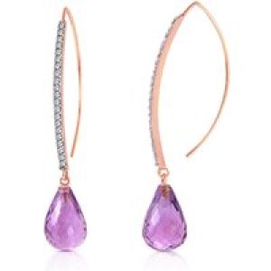 Amethyst & Diamond Regina Embellished Drop Earrings in 9ct Rose Gold