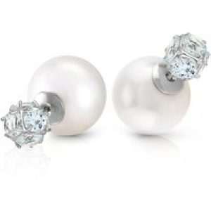 Pearl & Aquamarine Leah Detailed Stud Earrings in 9ct White Gold