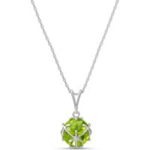 Peridot Loretta Detailed Pendant Necklace in 9ct White Gold