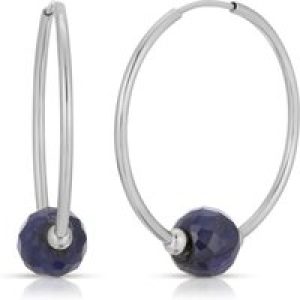 Sapphire Lyra Ball Hoop Earrings in 9ct White Gold