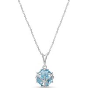 Aquamarine Loretta Detailed Pendant Necklace in 9ct White Gold