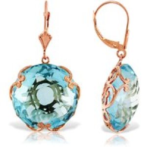 Blue Topaz Maeve Ornate Chequer Drop Earrings in 9ct Rose Gold