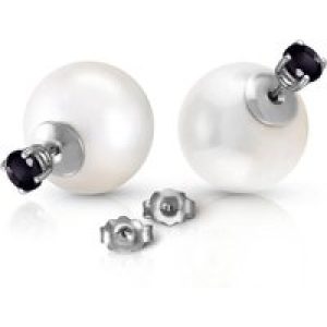 Pearl & Black Diamond Isla Statement Stud Earrings in 9ct White Gold