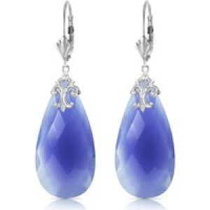 Blue Chalcedony Susannah Signature Filigree Drop Earrings in 9ct White Gold