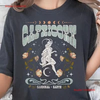 Capricorn Zodiac Vintage T Shirt Retro 70s Astrology Oversize Birthday vintage Washed Casual Stylish streetwear Breathable