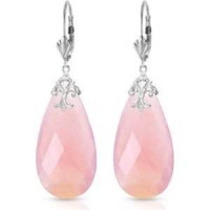 Pink Chalcedony Susannah Signature Filigree Drop Earrings in 9ct White Gold