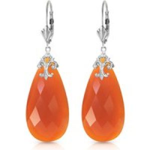 Red Chalcedony Susannah Signature Filigree Drop Earrings in 9ct White Gold