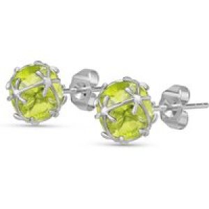 Peridot Loretta Detailed Stud Earrings in 9ct White Gold
