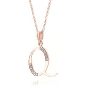 Letter Q Diamond Classic Initial Pendant Necklace in 9ct Rose Gold