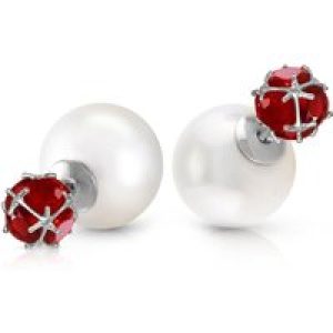 Pearl & Ruby Leah Detailed Stud Earrings in 9ct White Gold