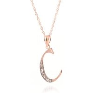 Letter C Diamond Classic Initial Pendant Necklace in 9ct Rose Gold