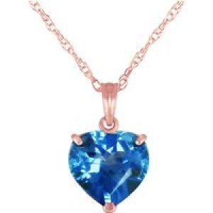 Blue Topaz Eloise Understated Heart Pendant Necklace in 9ct Rose Gold