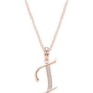 Letter T Diamond Classic Initial Pendant Necklace in 9ct Rose Gold