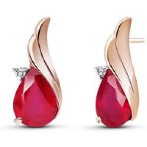 Ruby & Diamond Veronica Stud Earrings in 9ct Rose Gold