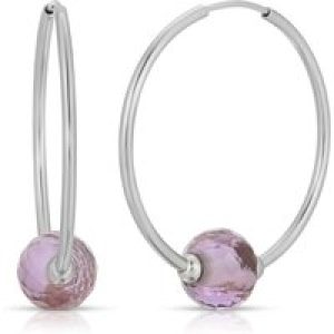 Amethyst Lyra Ball Hoop Earrings in 9ct White Gold
