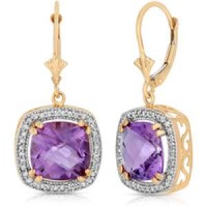 Amethyst & Diamond Imogen Statement Halo Earrings in 9ct Gold