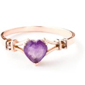 Amethyst & Diamond Petra Antique Heart Ring in 18ct Rose Gold