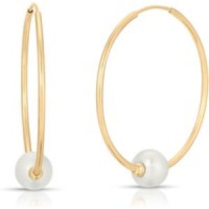 Pearl Lyra Ball Hoop Earrings in 9ct Gold