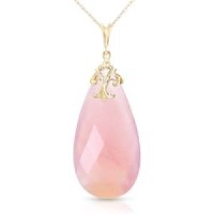 Pink Chalcedony Susannah Signature Filigree Drop Pendant Necklace in 9ct Gold