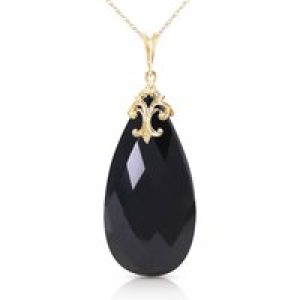 Black Onyx Susannah Signature Filigree Drop Pendant Necklace in 9ct Gold