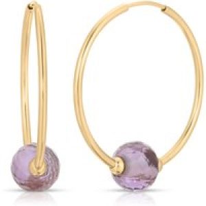 Amethyst Lyra Ball Hoop Earrings in 9ct Gold
