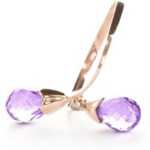 Amethyst & Diamond Christabel Two Stone Drop Ring in 18ct Rose Gold