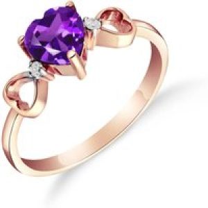 Amethyst & Diamond Harmony Symmetrical Trinity Ring in 18ct Rose Gold
