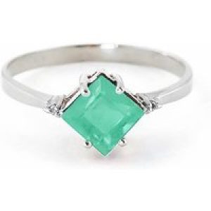 Emerald & Diamond Leona Symmetrical Ring in 18ct White Gold